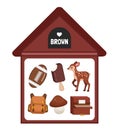 Vector illustration of a brown house . Royalty Free Stock Photo