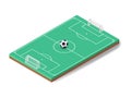 Vector illustration isometric soccer ball on sport football field