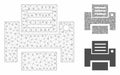 Print Vector Mesh Network Model and Triangle Mosaic Icon Royalty Free Stock Photo