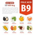 Vector poster products with vitamin B9.