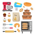 Vector set of baking equipment.