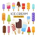 Vector set of cartoon ice cream. Royalty Free Stock Photo