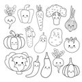 Vector set of cute vegetables.