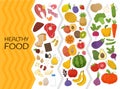 Vector set of healthy food.