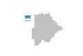 Vector square pixel dotted map of Botswana isolated on white background with Botswana flag