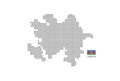 Vector square pixel dotted map of Azerbaijan isolated on white background with Azerbaijan flag