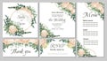 Vector template for a wedding invitation with floral design. Royalty Free Stock Photo