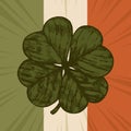 Vintage shamrock on the irish flag backgground