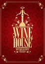 Vintage menu wine house red background gold frame