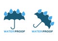 Water resistant and water proof logo , icon and vector