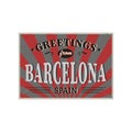 Greeting card Welcome from Barcelona Spain, for print or web, authentic looking souvenir.