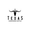 Western Bull Cow Head silhouette with star and texas map logo design