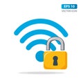Wifi locked sign icon isolated on white background. Password Wi-fi symbol. Wireless Network icon. Wifi zone Royalty Free Stock Photo