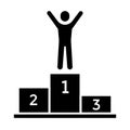 winners podium, hands up man simple icon Royalty Free Stock Photo