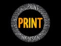 PRINT word cloud, creative business concept background Royalty Free Stock Photo