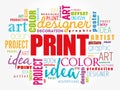 PRINT word cloud, creative concept Royalty Free Stock Photo
