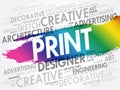 PRINT word cloud, creative concept Royalty Free Stock Photo
