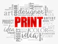 PRINT word cloud, creative concept Royalty Free Stock Photo