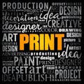 PRINT word cloud, creative concept Royalty Free Stock Photo