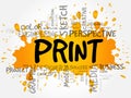 PRINT word cloud Royalty Free Stock Photo