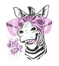 Print with zebra images and text, t-shirt design Royalty Free Stock Photo