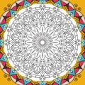 Printable antistress coloring book page for adults - mandala design, activity to older children and relax adult. vector