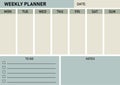 A4 Printable Basic Weekly Planer. Monthly planer blank template.