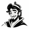 Printable Black And White Cartoon Emir Prince Svg Stencils