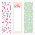 Printable bookmarks or banners with little flowers on pastel background.