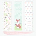 Printable bookmarks with flowers, fox and polka dots.