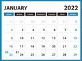January 2022 Calendar Printable, Calendar 2022, Planner Design, Desk Calendar Template, Wall Calendar, Organizer Office