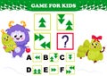 Printable christmas themed game for kids with yeti character with christmas tree trying to find answer for iq test