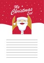 printable christmas wish list template vector with santa claus illustration