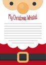 printable christmas wish list template vector with santa illustration