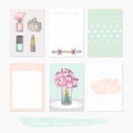 Printable cute set of filler cards with flowers, makeup, jewelry