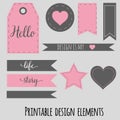 Printable design elements for scrabookng, blog and