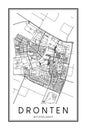 Poster print road map of the Dutch town of DRONTEN Royalty Free Stock Photo