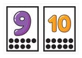 Printable flash card collection for numbers with the corresponding number of dots arranged in groups for preschool / kindergarten