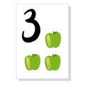 Printable flashcard for numbers for children. For preschool and kindergarten kids learning numbers, to count to deduct, to decide