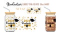 Printable Full wrap for libby class can. A pattern with Graduate symbols