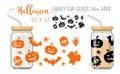 Printable Full wrap for libby class can. A pattern with Helloween symbols Royalty Free Stock Photo