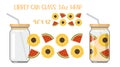Printable Full wrap for libby class can. Sumeer pattern with Sunflower and watermelon Royalty Free Stock Photo