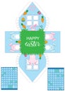 Printable gift easter house with banny, eggs and carrots.