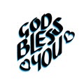 Printable God Bless You. Short Phrase. Hand Lettering Brush Calligraphy For Blog And Social Media