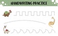 Printable Handwriting Practice with Holiday Dinosaurs. Royalty Free Stock Photo