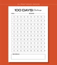 Printable KDP 100 Days Challenge Book Vector Design Template Royalty Free Stock Photo