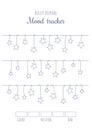 Printable mood tracker with hanging stars. Bullet journal ready to print page template.