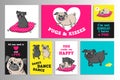 Printable set with cute pugs.