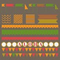 Printable set of hawaii party elements. Templates, labels, icons, flags and wraps