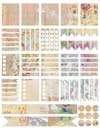 Printable Shabby chic vintage style collage planner stickers Royalty Free Stock Photo